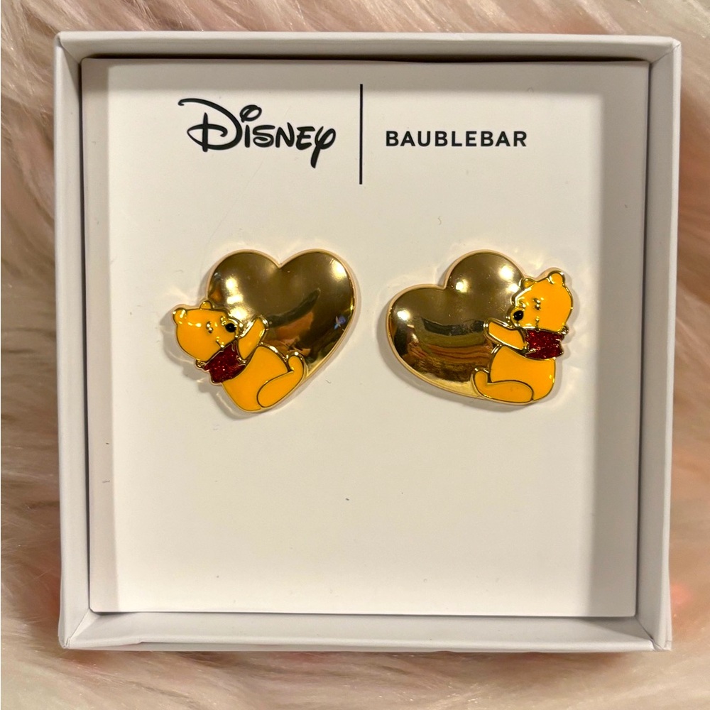 Disney Baublebar Winnie The Pooh Heart Earrings NWT